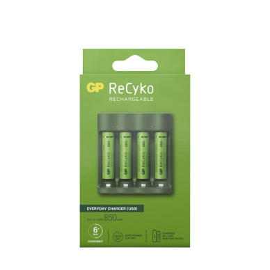 GP BATTERIES alt GP ReCyko Everyday-batteriladdare (USB) inkl. 4st AAA 850mAh