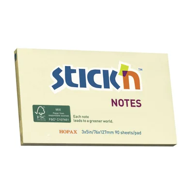 Stick'n Stick'n Notesblok 76x127 90 Blad Gul 4712759215678 Modsvarer: N/A