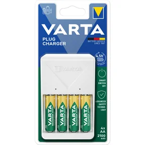 Varta Plug-laddare + 4xAA 2100mAh uppladdningsbara batterier