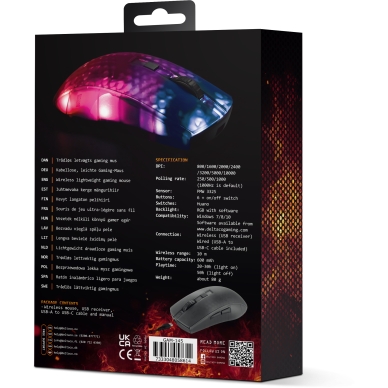 DM320 Trådlös Ultralätt Datormus Gaming Semi-transparent RGB