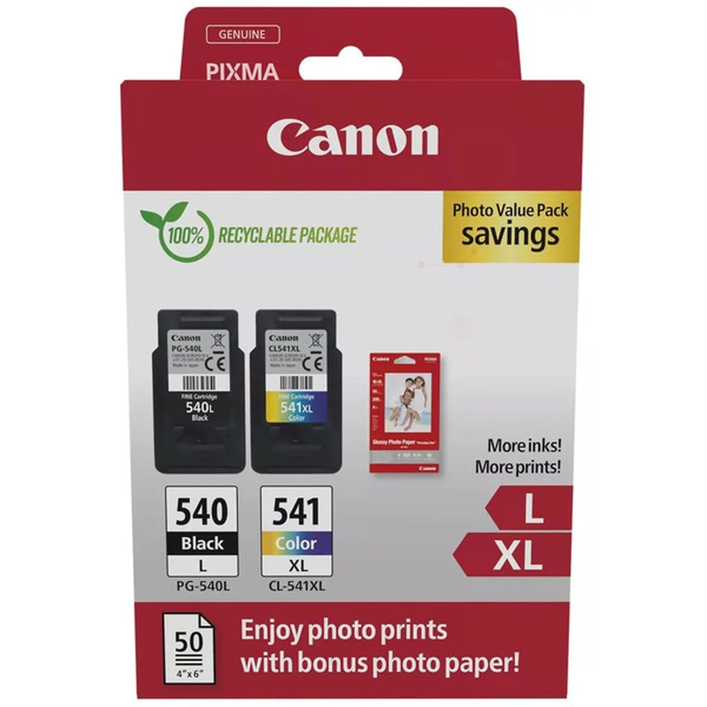 Multipack PG-540L + CL541XL + 50sidor fotopapper