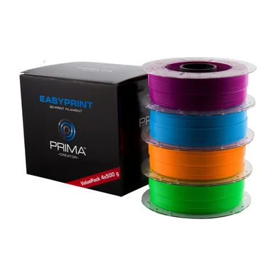 PrimaCreator EasyPrint PLA Value Pack Neon - 1,75 mm - 4 x 500 g (i alt 2 kg) - Neonblå, neongrøn, neonorange, neonlilla