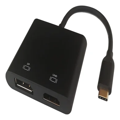 DELTACO USB-C MST HUB, 2x 4K/60Hz, HDMI + DP, sort, 0,1m USBC-HDDP Modsvarer: N/A