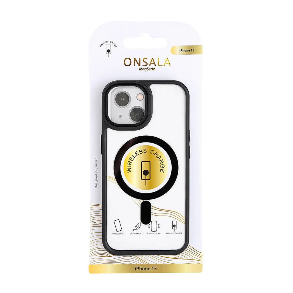 Onsala Mobilskal Bumper MagSeries Black & Clear iPhone 15
