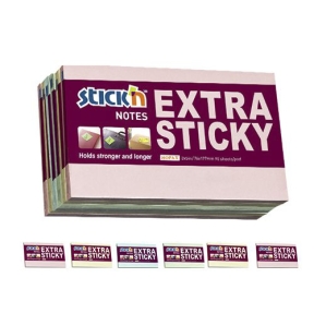 Notisblock Extra Sticky Multipack 6st 76x127 90 Blad Pastell