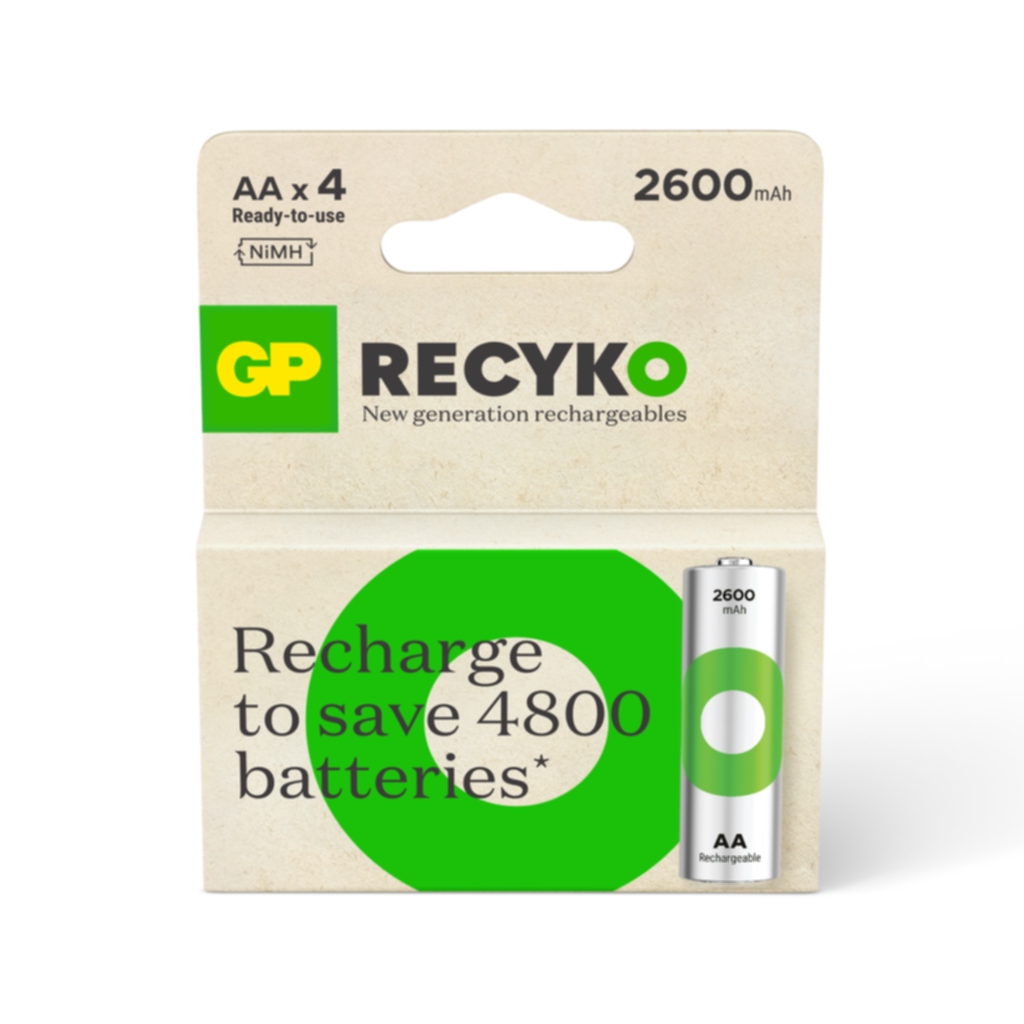 GP BATTERIES GP Recyko 2600 mAh AA/HR6 4-pakning Batterier og ladere,Oppladbare