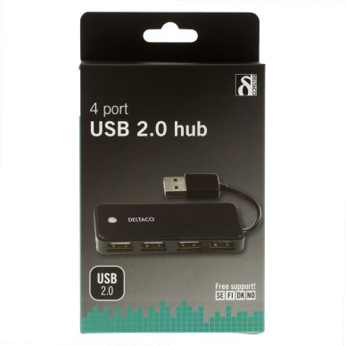 DELTACO alt DELTACO USB 2.0 liitin, 4xTyyppi A, naaras, musta