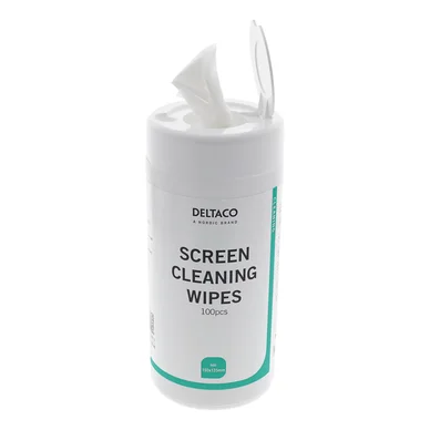 Deltaco våtservetter, för rengöring av skärmar, 100 st