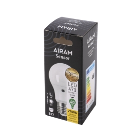 Airam LED Sensor lyspære 4,9W/827 E27