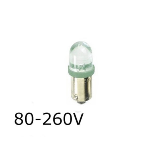 LED Signallampa Grön 5lm Ba9s T9x26 0,4W 80-260V