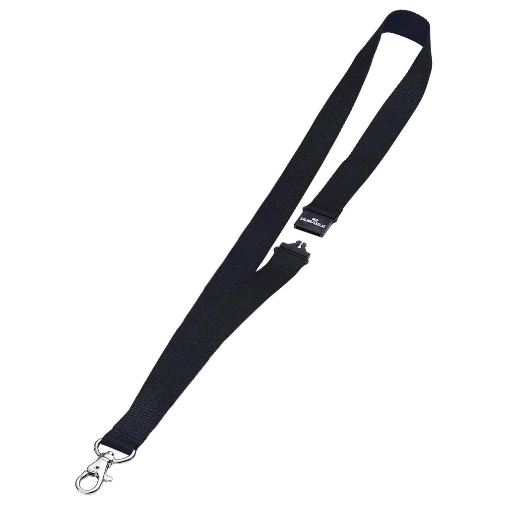 DURABLE Textilhalsband 20 mm svart 10-pack