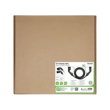 Deltaco opladerledning type 2 - type 2, 3 fase, 32A, 7 meter