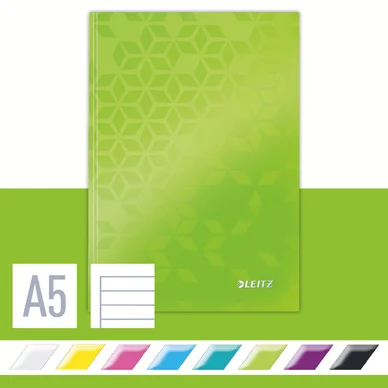 Leitz WOW - Notesbog - hylsterindbundet - A5 (148 x 210 mm) - 80 ark / 160 sider - linjeret - grøn