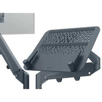 Leitz Ergo Bildskärmsarm dubbel med laptopställ mörkgrå
