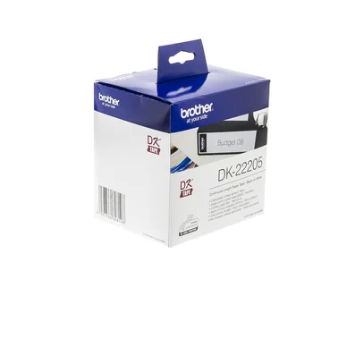 Papperstejp, 62 mm x 30,48 meter, svart text på vit