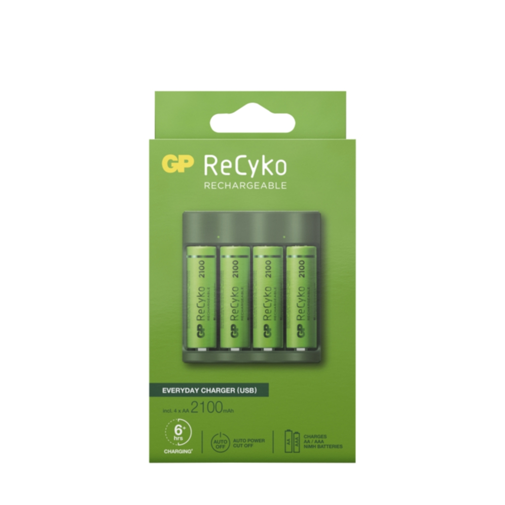 GP BATTERIES GP BATTERIES GP ReCyko Everyday-lader (USB), inkl. 4x AA 2100mAh Batterier og ladere,Batteriladere