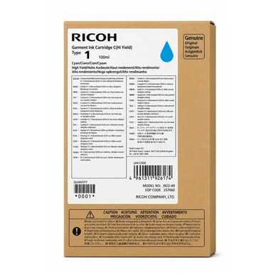 Ricoh Blækpatron cyan, 500 sider 257060 Modsvarer: N/A