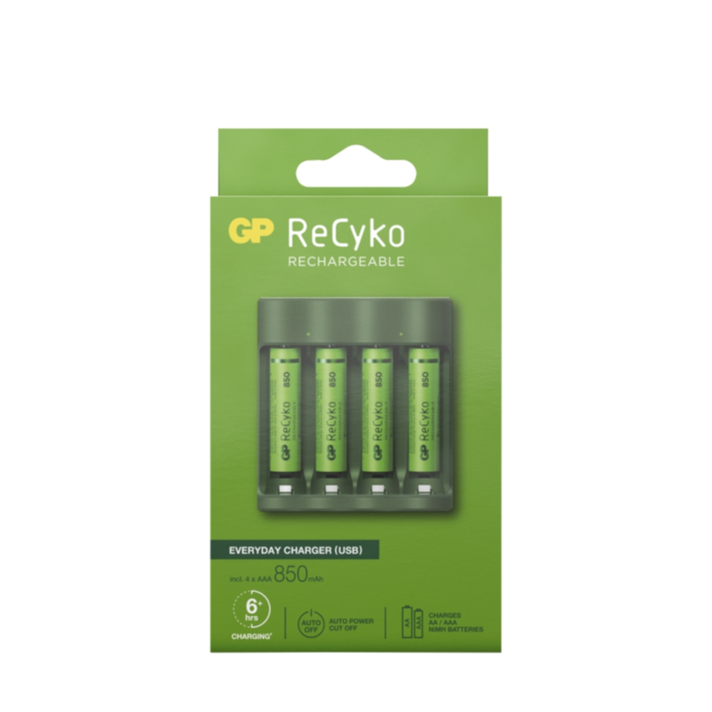 GP BATTERIES GP BATTERIES GP ReCyko Everyday-batteriladdare (USB) inkl. 4st AAA 850mAh Batterier og ladere,Batteriladere