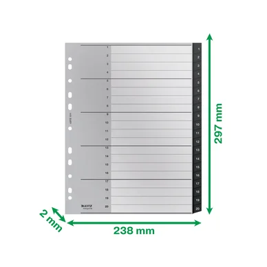 Leitz Recycle Register, PP, extra bred, 1-20 A4 Leitz Recycle Register, PP, extra bred, 1-20 A4