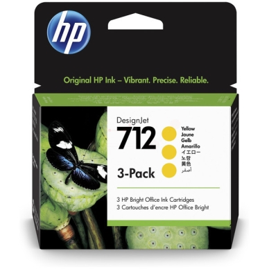 HP HP 712 Blækpatron Gul 3-pak 3ED79A HP HP 712 Blækpatron Gul 3-pak 3ED79A