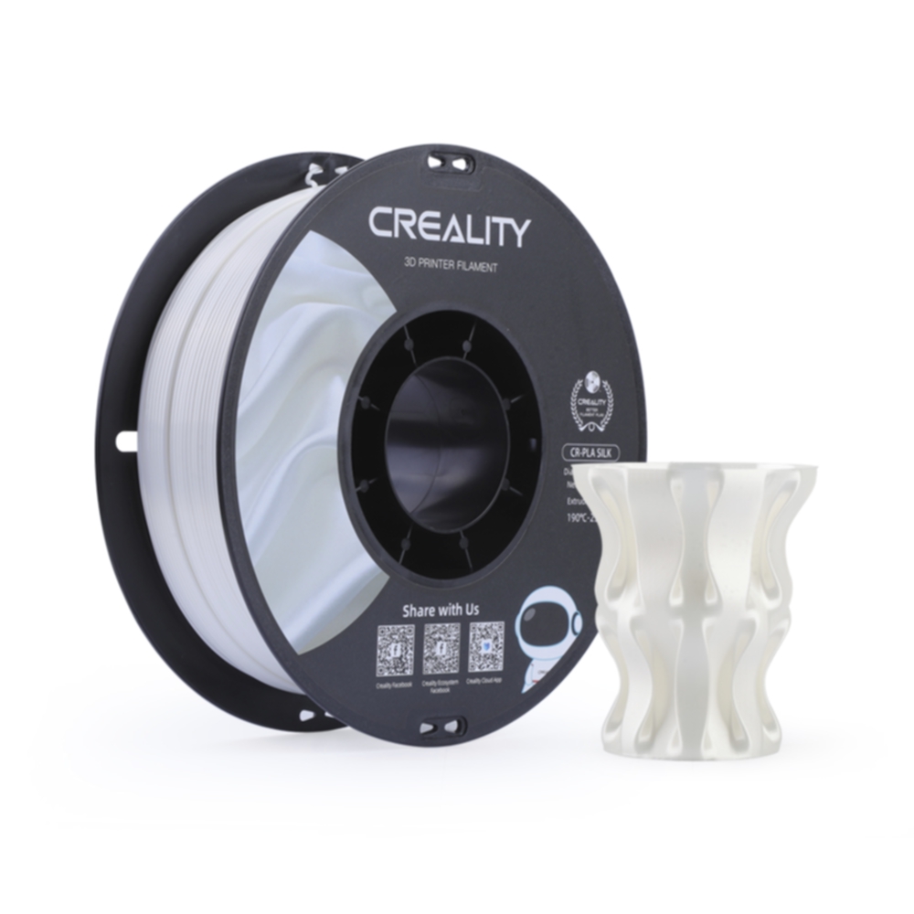 Creality Creality Creality CR-PLA Silk - 1.75mm - 1kg Hvit PLA-filament,3D skrivarförbrukning