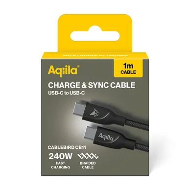 Aqiila Cablebird CB11 kabel USB C til C 240W flettet 1m sort