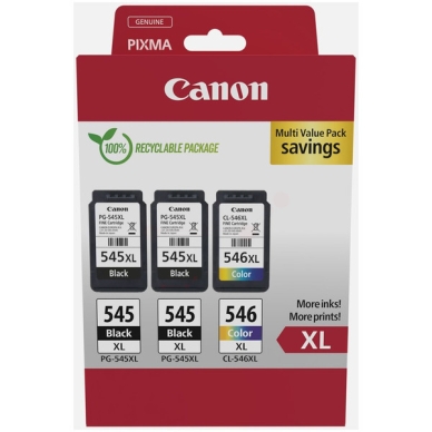 CANON Multipack 2x PG-545XL & 1x CL-546XL passend für: Pixma E 3640;Pixma IP 2800 Series;Pixma IP 2820;PIXMA iP2850;Pixma MG 2440;Pixma MG 2455;Pixma MG 2500 Series;Pixma MG 2540;Pixma MG 2550 s;Pixma MG 2550 Series;Pixma MG 2551 S;Pixma MG 2555 S;Pixma MG 2556 S;Pixma MG 2900 Series;Pixma MG 2940;Pixma MG 2950 S;Pixma MG 3000 Series;Pixma MG 3050;Pixma MG 3050 Series;Pixma MG 3051;Pixma MG 3052;Pixma MG 3053;Pixma MG 3250 Series;PIXMA MG2400 series;PIXMA MG2450;PIXMA MG2550;PIXMA MG2555;PIXMA MG2950;Pixma MX 490 Series;Pixma MX 494;Pixma MX 495 white;PIXMA MX495;Pixma TR 4500 Series;Pixma TR 4540;Pixma TR 4541;Pixma TR 4550;Pixma TR 4551;Pixma TR 4600 Series;Pixma TR 4640;Pixma TR 4645;Pixma TR 4650;Pixma TR 4651;Pixma TR 4750;Pixma TS 202;Pixma TS 205;Pixma TS 302;Pixma TS 304;Pixma TS 305;Pixma TS 3100 Series;Pixma TS 3150;Pixma TS 3151;Pixma TS 3152;Pixma TS 3300 Series;Pixma TS 3350;Pixma TS 3350 Series;Pixma TS 3351;Pixma TS 3352;Pixma TS 3355;Pixma TS 3400 Series;Pixma TS 3440;Pixma TS 3450;Pixma TS 3450 Series;Pixma TS 3451;Pixma TS 3452;Pixma TS 3600 Series;Pixma TS 3640;Pixma TS 3640 white;Pixma TS 3700 Series;Pixma TS 3750 i;Pixma TS 3750 Series;Pixma TS 3751 i;Pixma TS 3752 i