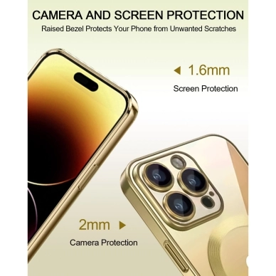 Turtos alt Kännykkäkotelot MagSafe Transparent iPhone 15 Pro, Gold