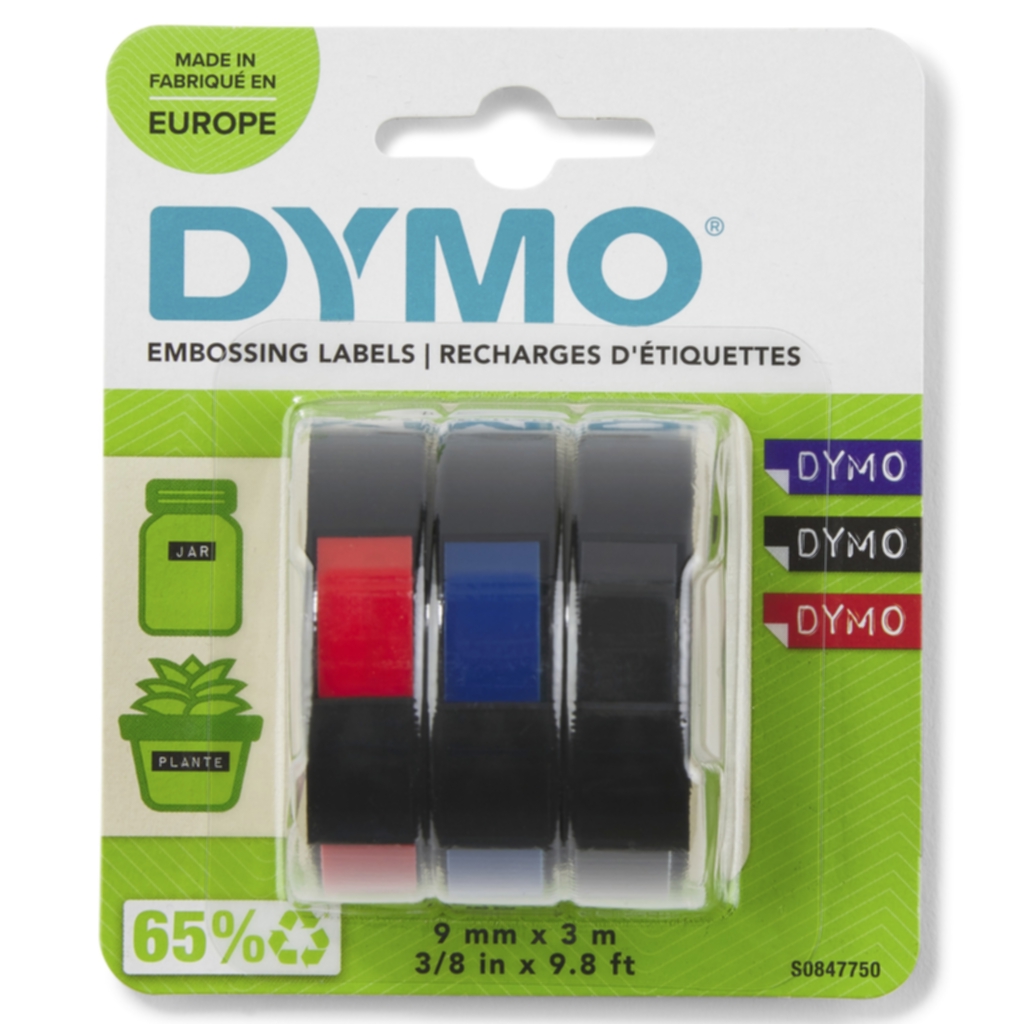 DYMO Embosser Tape 9mm x 3m (red/blue/black),3