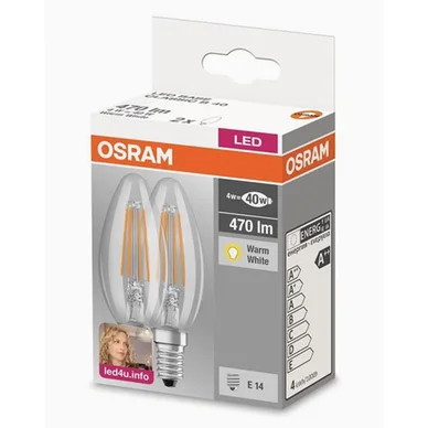 OSRAM Osram LED Mignon RETROFIT CLASSIC B E14 4W/827 (40W) 2-p 4052899972032 Modsvarer: N/A