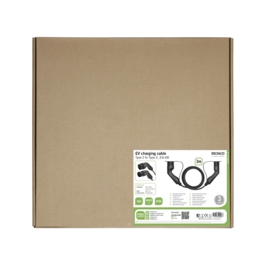 Deltaco laddkabel typ 2 - typ 2, 1 fas, 16A, 3 meter