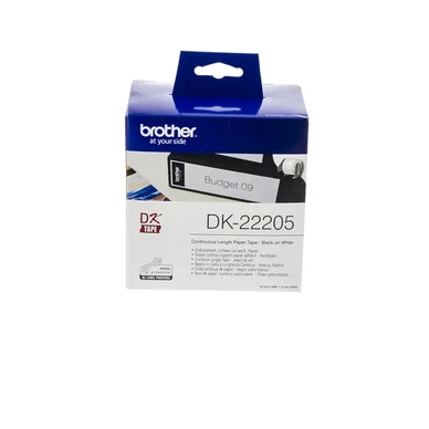 Papperstejp, 62 mm x 30,48 meter, svart text på vit