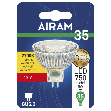 AIRAM alt 12V GU5.3 LED-lamppu 4,5W 2700K 345 luumen