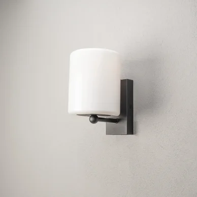 Konstsmide Portici Væglampe Sort E27 Gløde Opalt plastglas 7356-752 Modsvarer: N/A