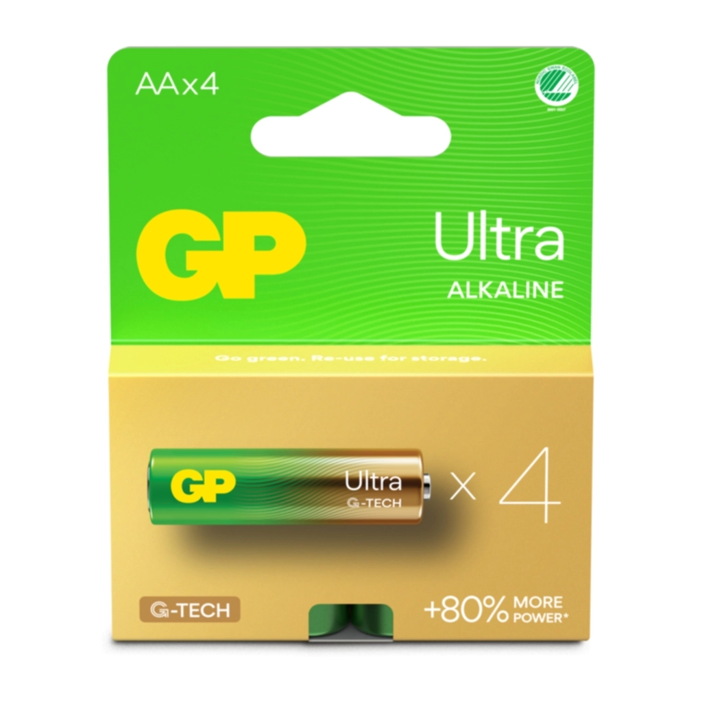 GP BATTERIES GP Ultra Alkaline AA-batteri, LR6/15AU 4-pakk Batterier og ladere,Alkaliske batterier