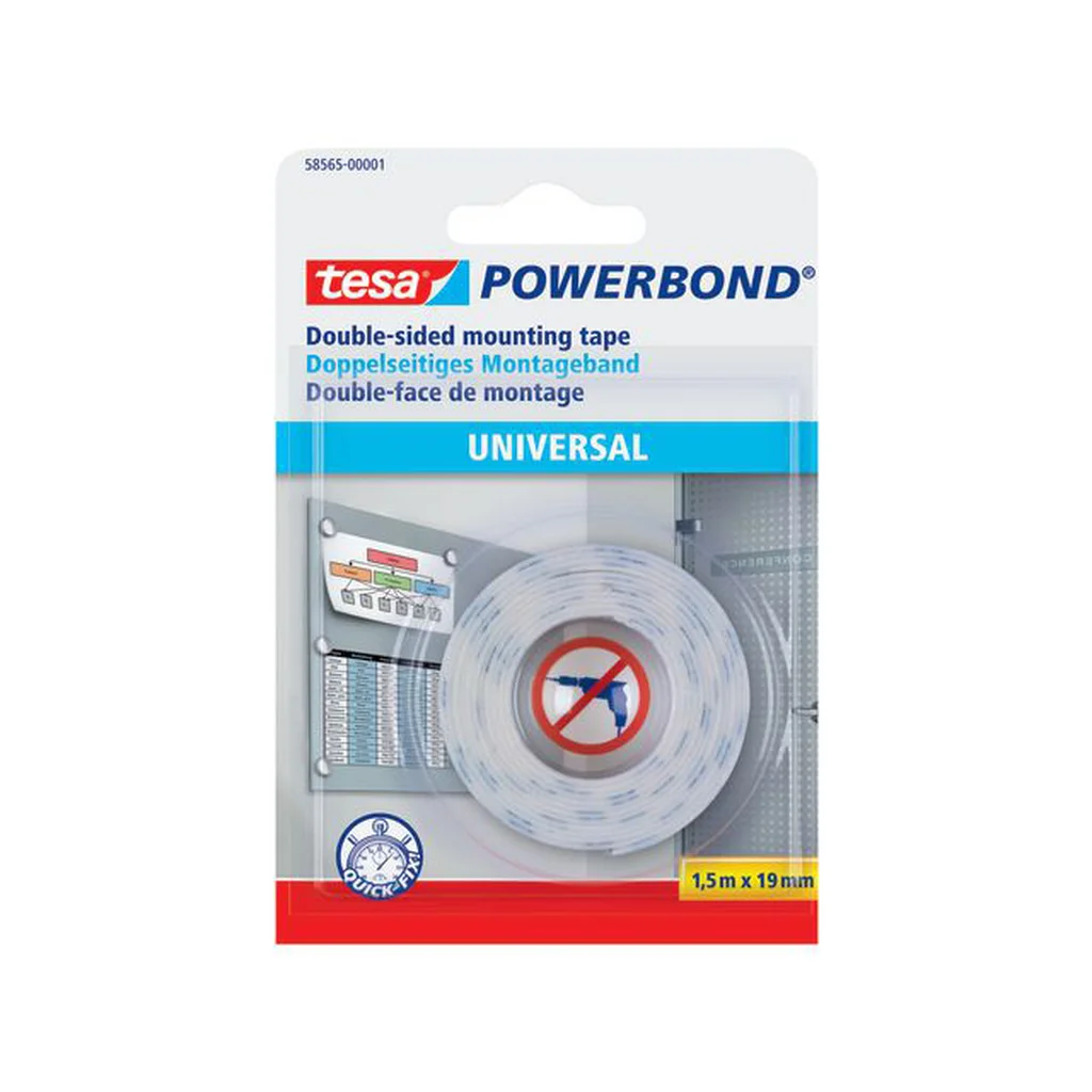 Tesa Powerbond dubbelhäftande tejp 1,5mx19mm