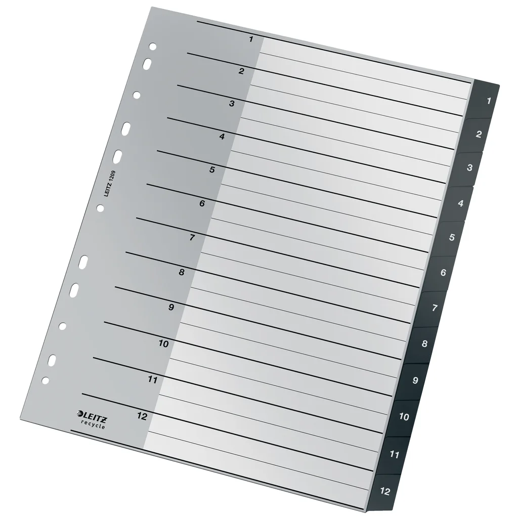 Leitz Recycle Register A4 Maxi, 1-12 numeriska flikar
