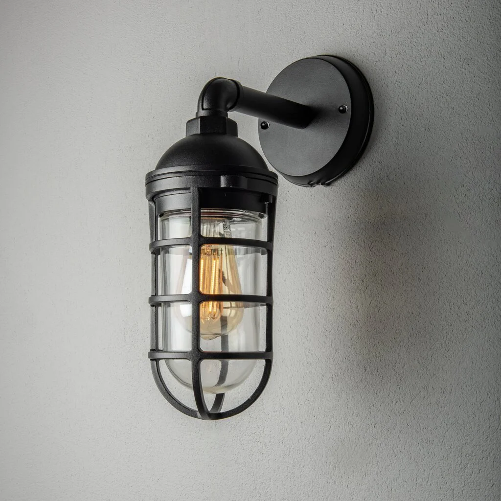 Olbia Vägglampa Svart E27 Glöd Klart glas