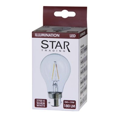 Star Trading alt Kirkas LED-lamppu B22 2W 2700K 220 lumenia