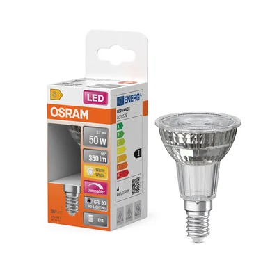 OSRAM LED E14 spotlight 3,7W Dæmpbar 90-99ra 2700K 4058075433144 Modsvarer: N/A