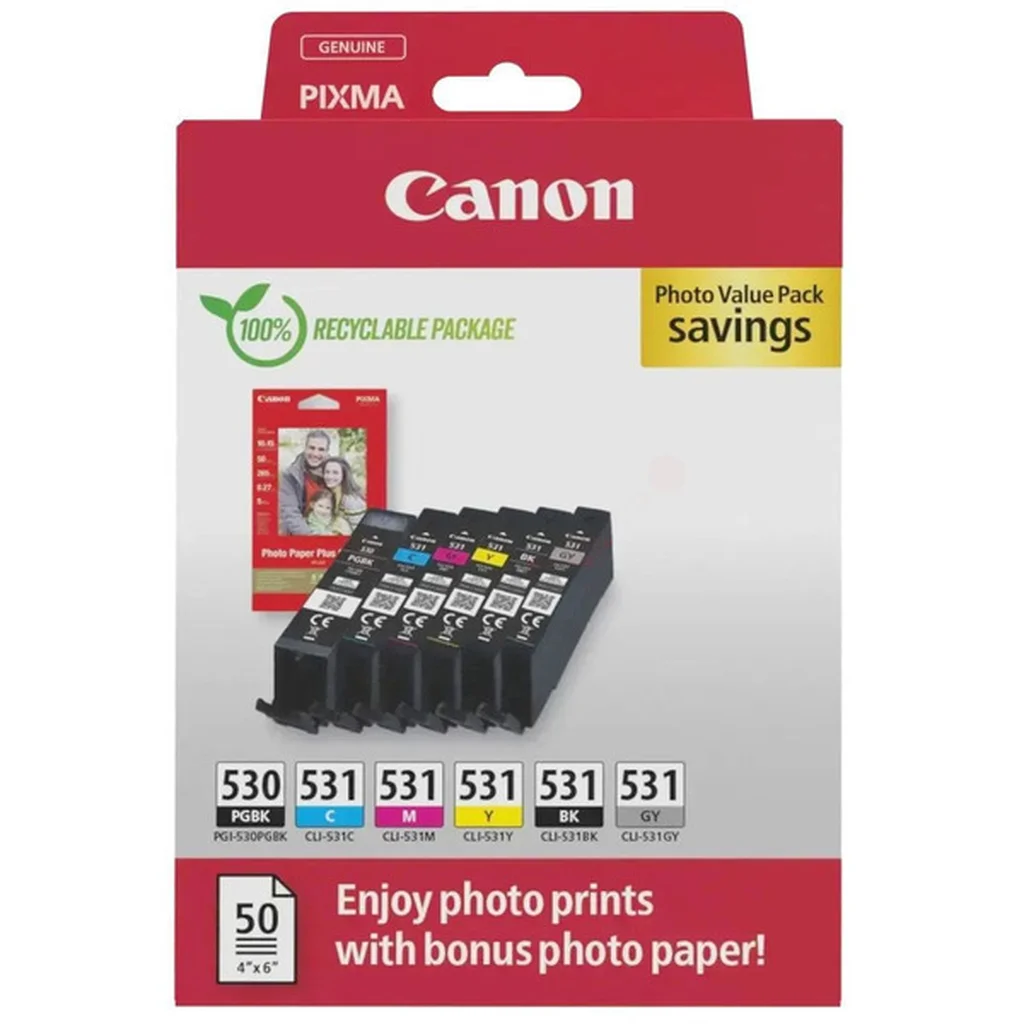 Canon PGI-530/CLI-531 Multipack + 50 ark fotopapper