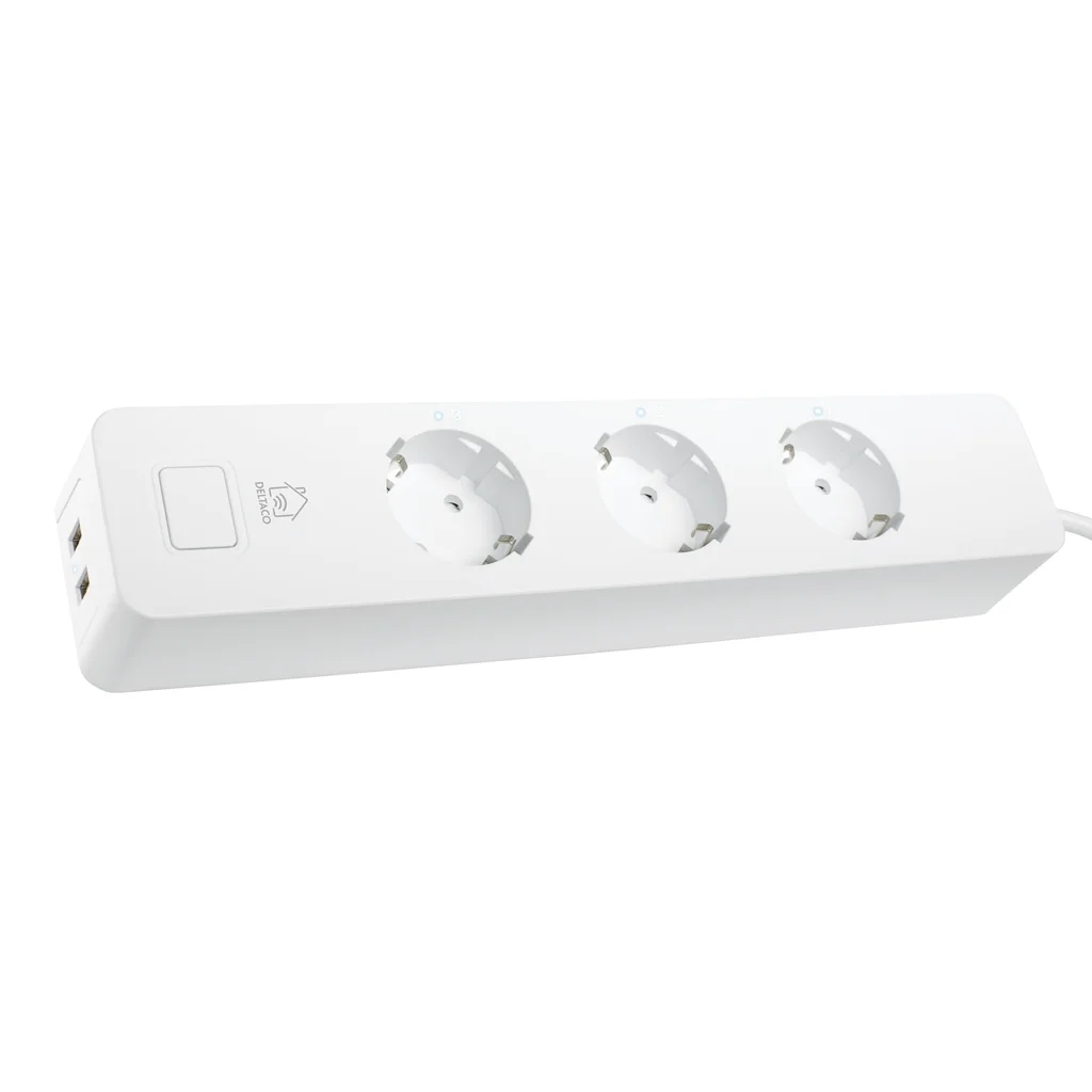 Smart Home grenuttag, 3xCEE 7/3, USB-A 2A, vit