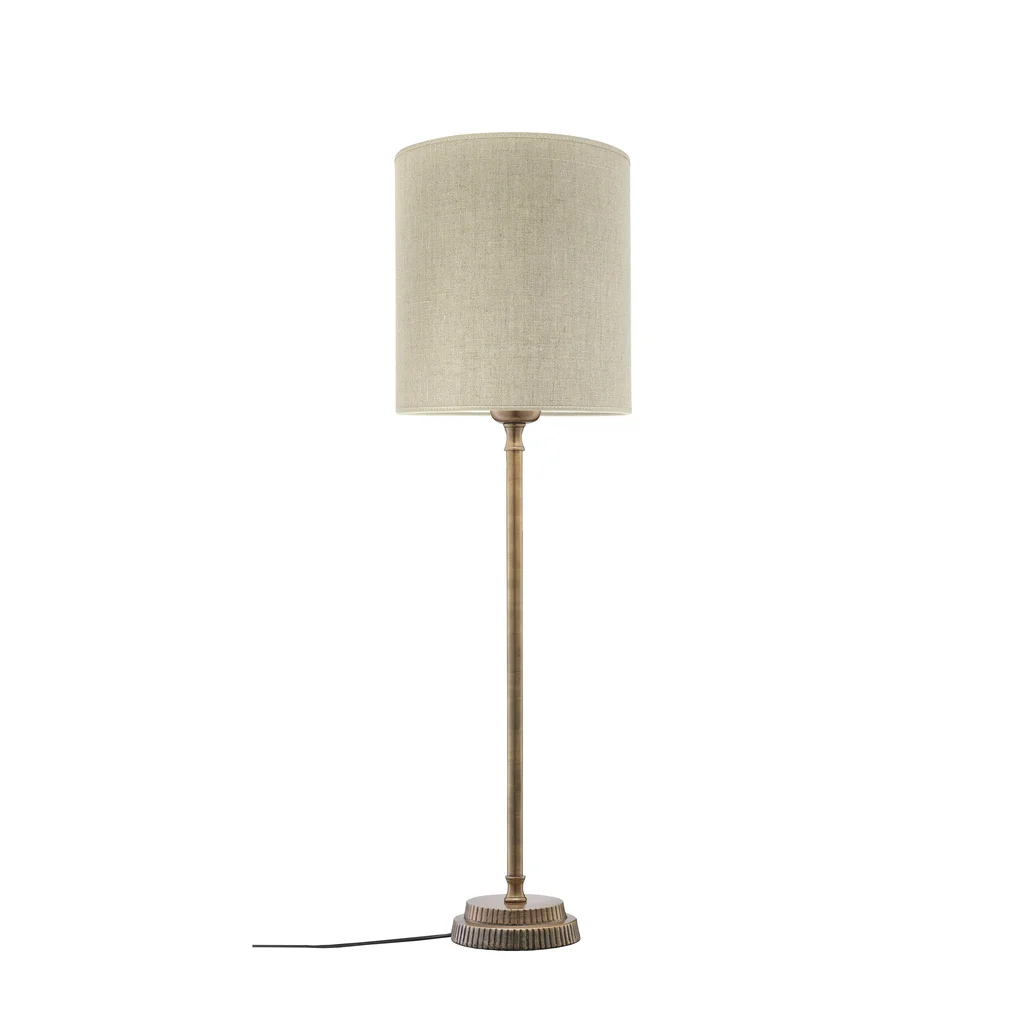 Kent Bordslampa med Naturfärgad skärm & Mässingfärgad fot