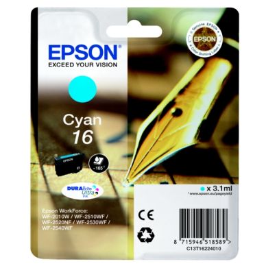 EPSON EPSON 16 Druckerpatrone Cyan passend für: 16 Series;WF-2510;WF-2530;WF-2540;WF-2630;WF-2650;WF-2660;WorkForce WF-2010W;WorkForce WF-2110 W;WorkForce WF-2500 Series;WorkForce WF-2510WF;WorkForce WF-2520NF;WorkForce WF-2530WF;WorkForce WF-2540WF;WorkForce WF-2630WF;WorkForce WF-2650DWF;WorkForce WF-2660 DWF;WorkForce WF-2660WF;WorkForce WF-2700 Series;WorkForce WF-2750;WorkForce WF-2760