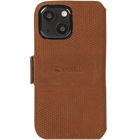 Krusell Leather Wallet iPhone 13 Mini, Cognac