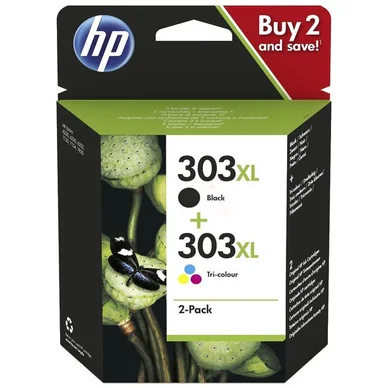 HP HP 303 XL 3-farver & sort Blækpatron 2-pack 3YN10AE Modsvarer: N/A billede