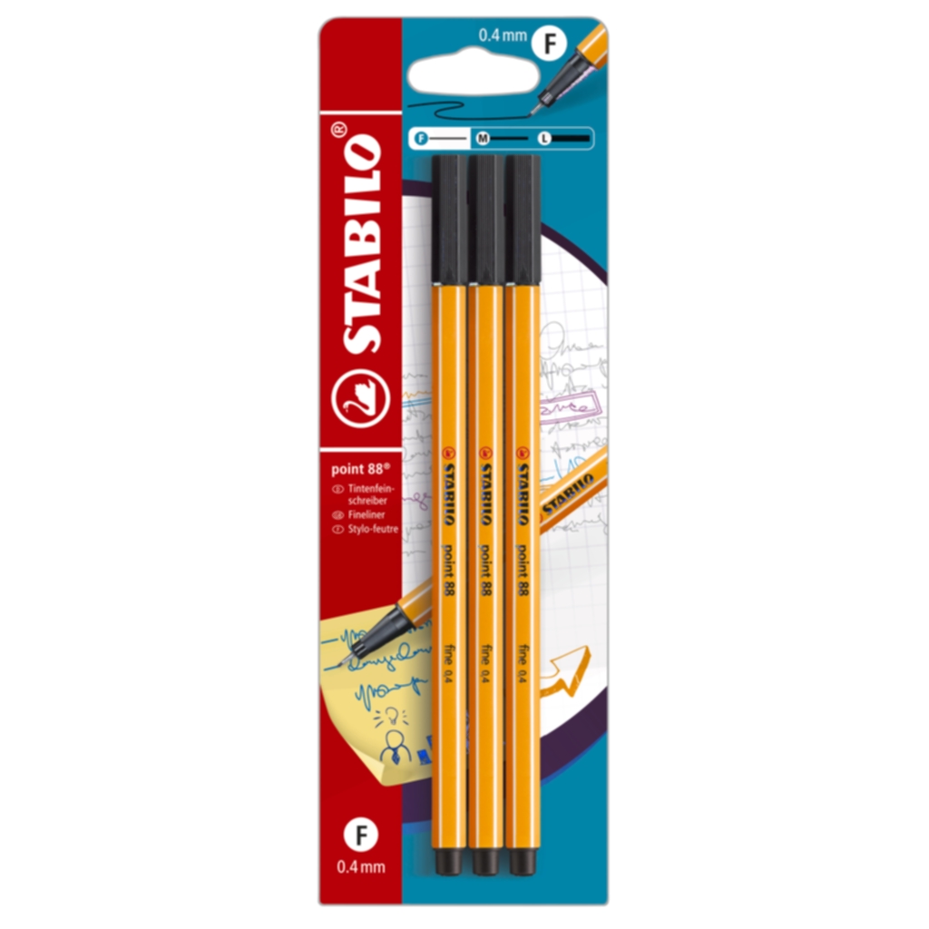 Stabilo STABILO Point 88 3 Pakke Svart 270503