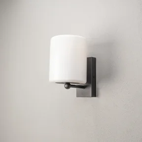 Portici Væglampe Sort E27 Gløde Opalt plastglas