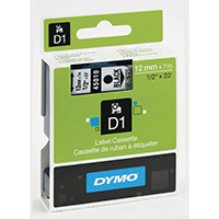 Markeertape Dymo D1 12 mm, zwart op transp