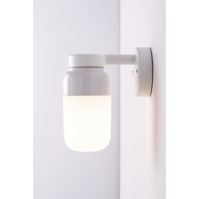Ohm Wall Væglampe LED E27 Hvid 100/210 Opalglas IP44